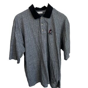 Vintage DISNEY GOLF Men's Polo Striped Shirt Size XL Mickey Mouse DISNEYLAND Y2K